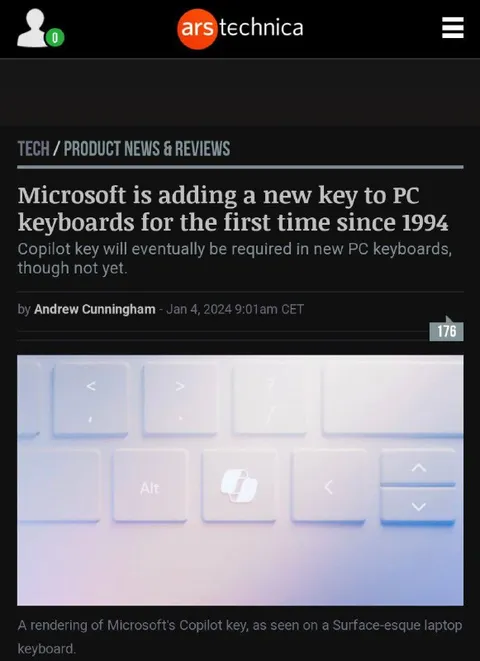 Microsoft Adds a Copilot Key