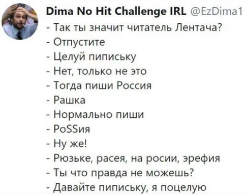 Читатель Лентача пишет Россию