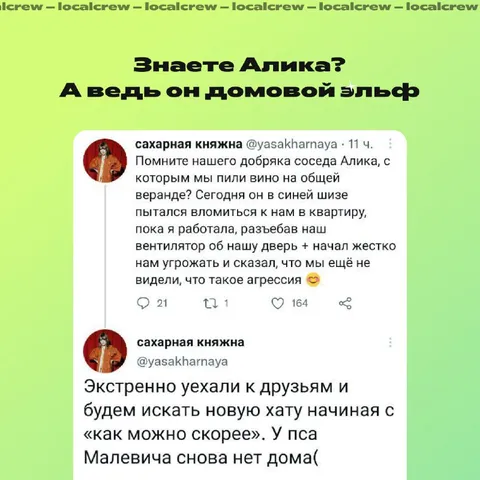 Домовой эльф Алик угрожает соседям