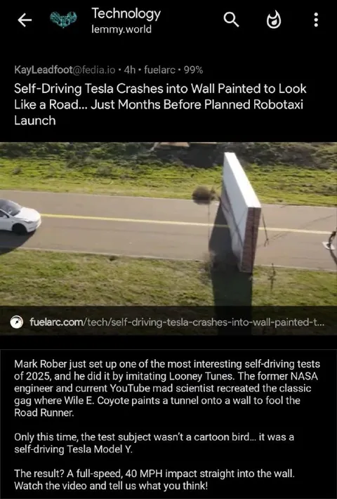 Self-Driving Tesla Hits Painted Tunnel