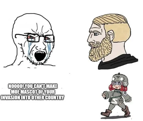 Wojak Cries Over Moe Mascot