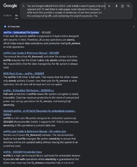 Google Searches emFile Documentation