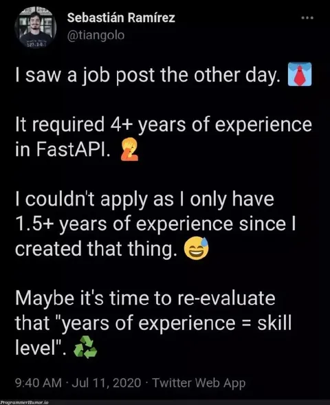 Years of Experience in FastAPI