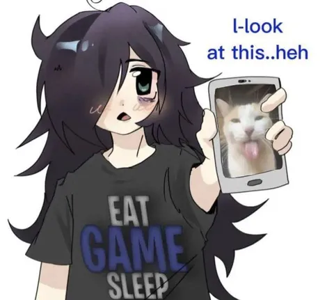 Catgirl Shows Funny Cat Video