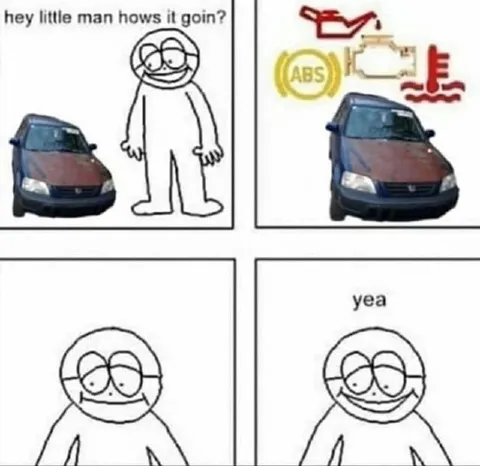 Little Man Checks the Car