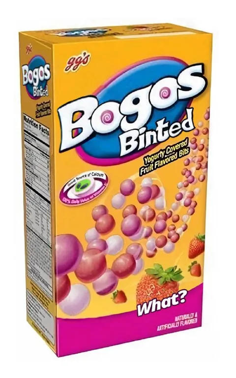 Bogos Binted Cereal Box