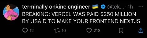 Vercel USAID Conspiracy Tweet