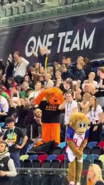 Mascot Falls Behind the Court