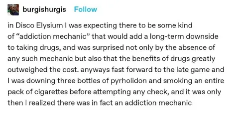 Disco Elysium Addiction Mechanic
