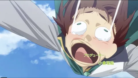 空を飛びながら絶叫する少年