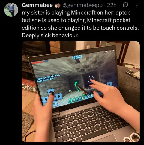 Minecraft Laptop Touch Controls