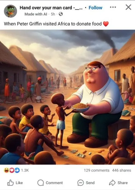 Peter Griffin Donates Food in Africa