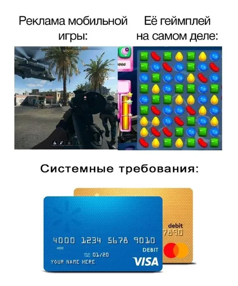 Реклама мобильной игры и требования
