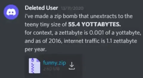55.4 Yottabyte Zip Bomb