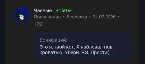 Кот оставил чаевые