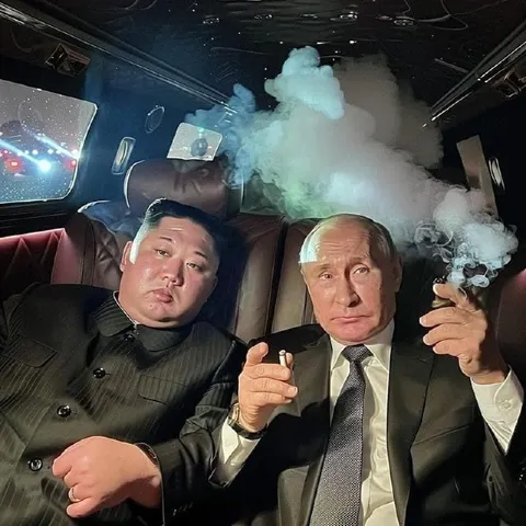 Путин и Ким в дыму