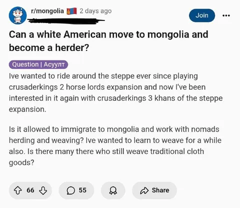 White American Wants to Herd in Mongolia