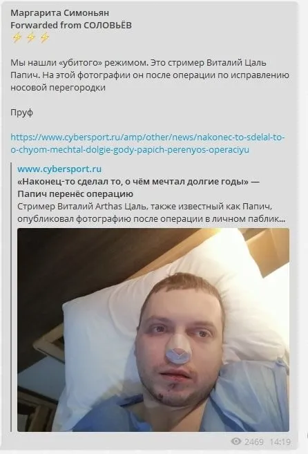 Папич после операции на носу
