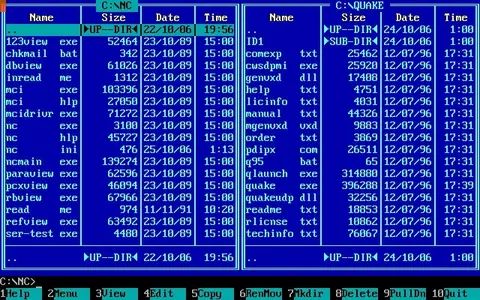 Old DOS File Manager Screenshot