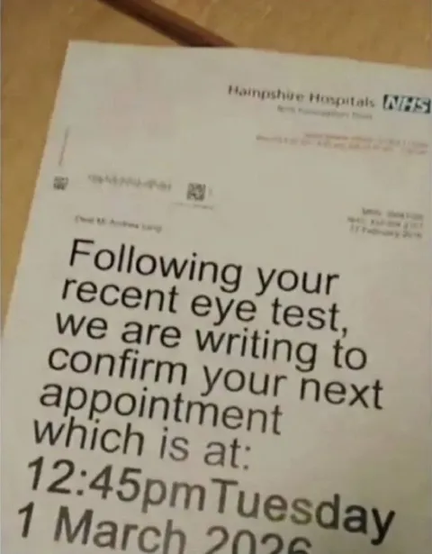 Eye Test Appointment at 12:45