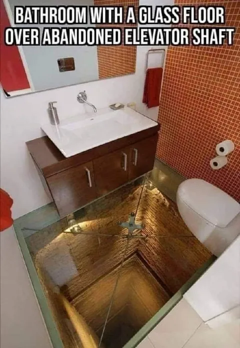Bathroom Over an Elevator Shaft