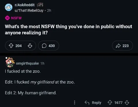 Reddit Zoo NSFW Confession