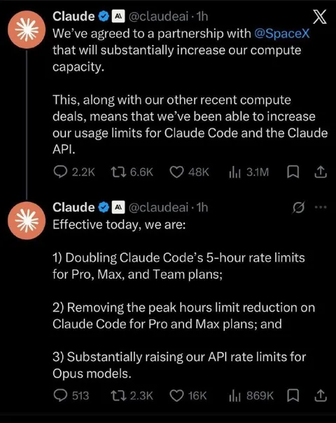 Claude Rents Compute from SpaceX