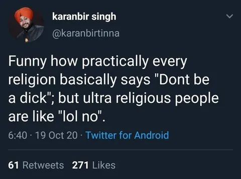 Every Religion Says Don't Be a Dick