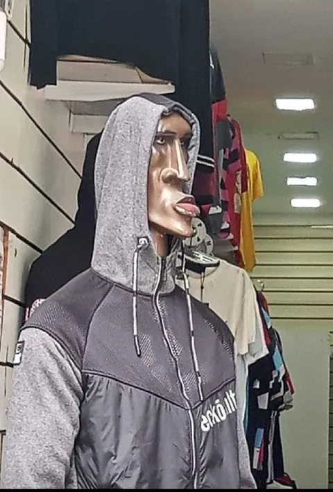 Странный манекен в худи