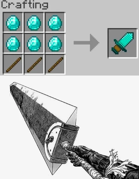 Minecraft diamond sword crafting