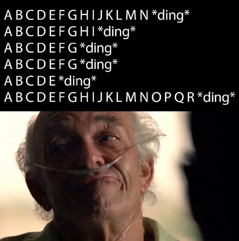 Alphabet Losing Letters While Dying