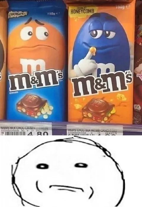 M&M's awkward stare
