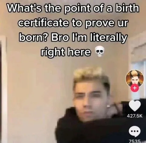 Birth Certificate Proof Meme