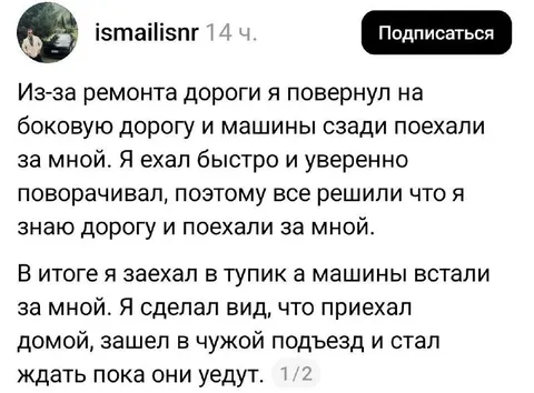 Водитель притворился, что приехал домой