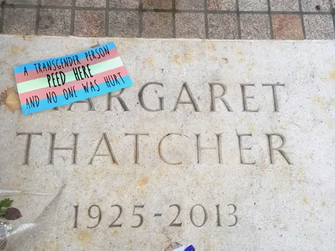 Transgender Person Reads Thatcher's Grave