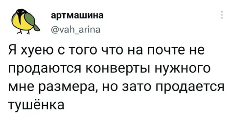 Конверты нужного размера и тушёнка