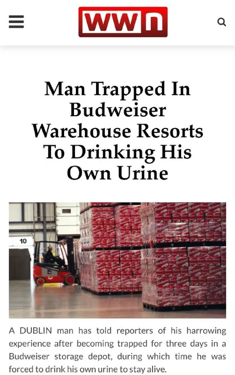Man Trapped in Budweiser Warehouse