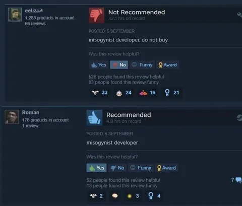 Misogynist Developer Reviews