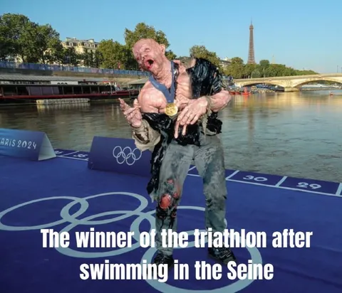 Triathlon Winner After the Seine