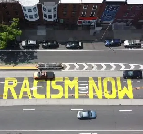 Racism Only Now Road Message