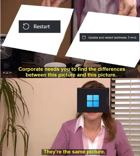 Restart and Update Restart Same Picture