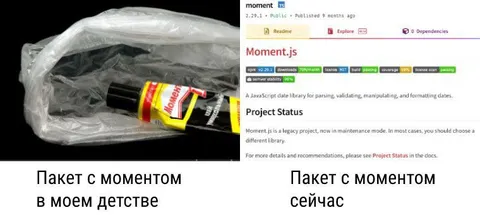 Пакет с моментом тогда и сейчас