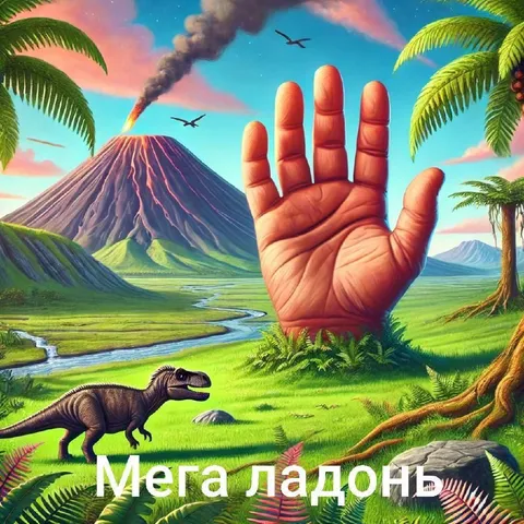Мега ладонь среди динозавров