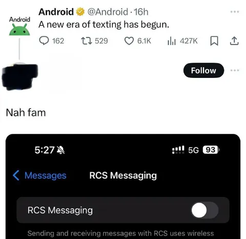 Android RCS Messaging Rejection