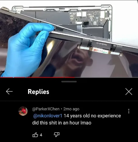 Fourteen-Year-Old Repairs MacBook