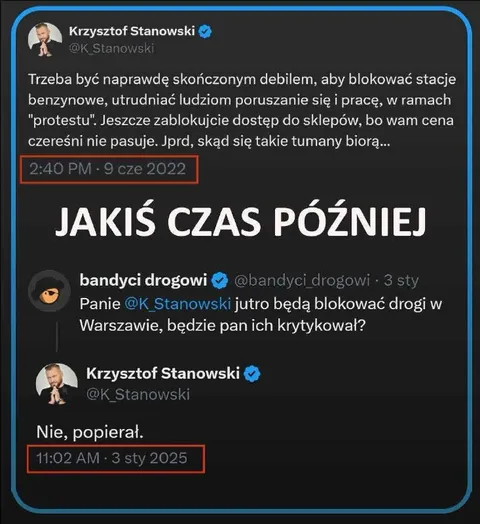 Hipokryzja w sprawie blokowania dróg