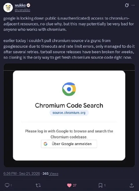 Google Locks Down Chromium Access