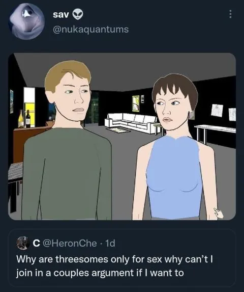 Threesome Joins Couple Argument