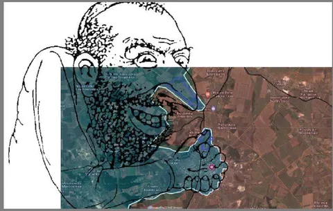 Бородатый военный аналитик на карте